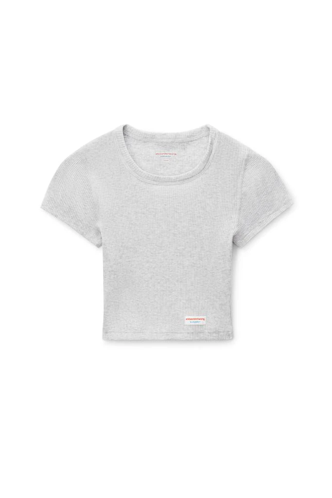 商品Alexander Wang|顺色罗纹平纹针织短款T恤 灰色 ss22,价格¥301,第1张图片详细描述