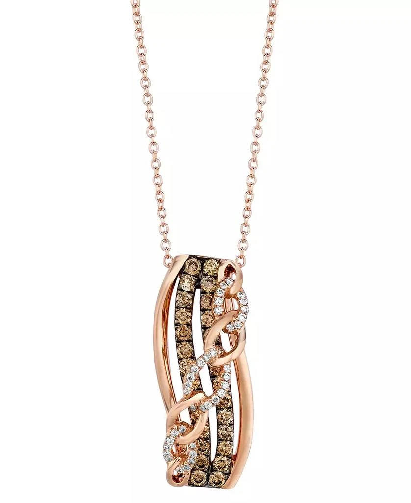 商品Le Vian|Chocolatier® Diamond Crossover Multi-Row 18" Pendant Necklace (5/8 ct. t.w.) in 14k Rose Gold,价格¥11451,第1张图片