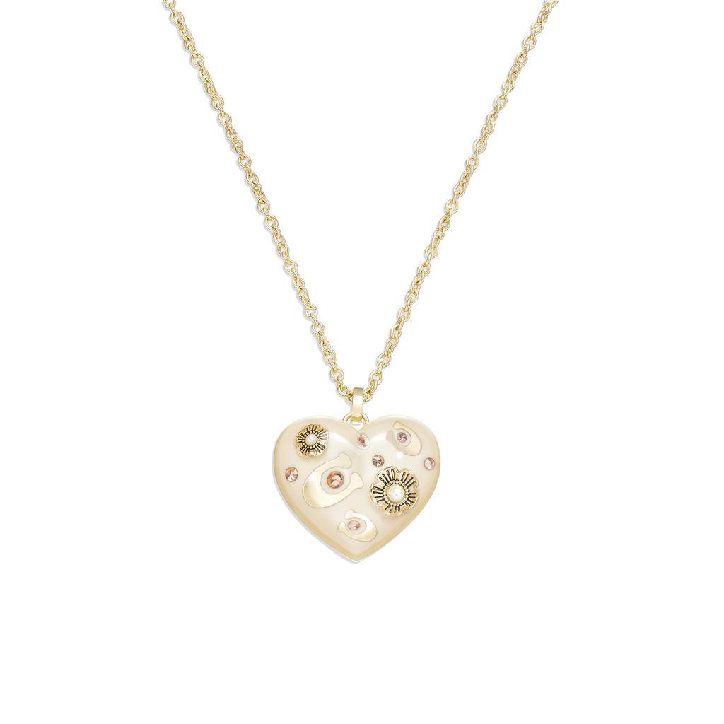商品Coach|Resin Heart Long Pendant Necklace,价格¥895,第1张图片