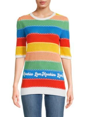 商品Love Moschino|​Stripe Embroidered Sweater,价格¥675,第1张图片