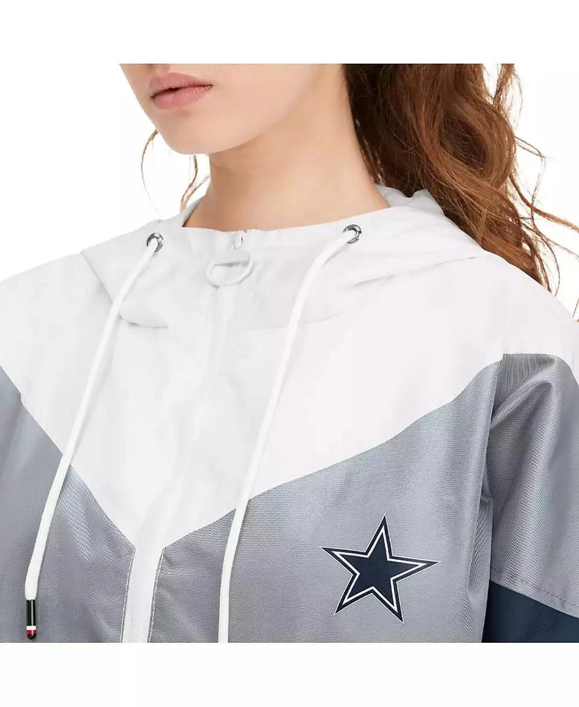 商品Tommy Hilfiger|Women's White, Navy Dallas Cowboys Staci Half-Zip Hoodie Windbreaker Jacket,价格¥737,第3张图片详细描述