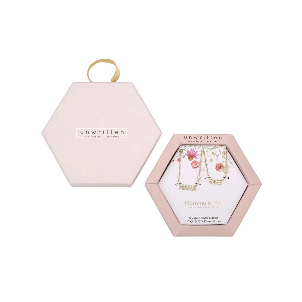 商品Unwritten|Cubic Zirconia Babe and Mama Pendant Necklace Set, 2 Pieces,价格¥132,第2张图片详细描述