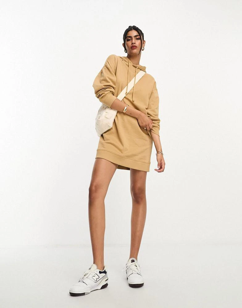 商品ASOS|ASOS DESIGN oversized hoodie sweatshirt mini dress in camel,价格¥244,第2张图片详细描述