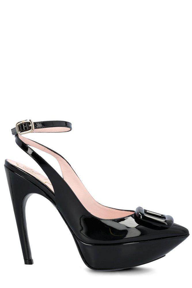 Roger Vivier Viv' Choc Lacquered Buckle Slingback Pumps商品第1张图片规格展示