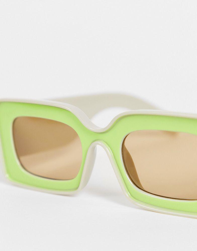 ASOS DESIGN frame chunky square sunglasses with colour block bevel  - MULTI商品第4张图片规格展示