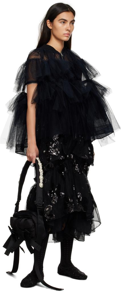 Black Sequinned Midi Skirt商品第4张图片规格展示