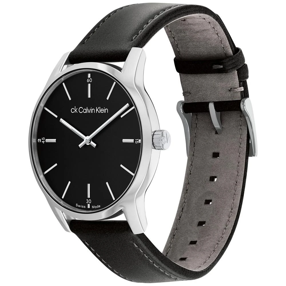商品Calvin Klein|Men's Swiss Dressed Black Leather Strap Watch 40mm,价格¥1336,第2张图片详细描述