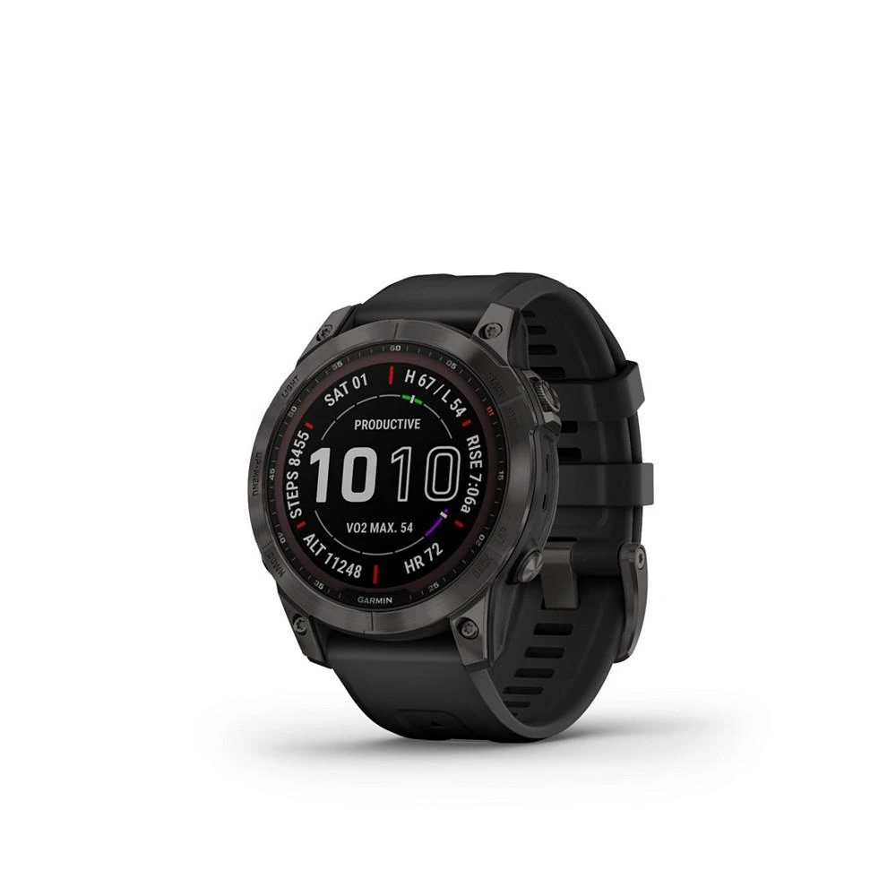 商品Garmin|Unisex Fenix 7 Sapphire Solar Carbon Gray Diamond like Carbon Titanium with Black Silicone Band Smart Watch 47mm,价格¥6724,第1张图片