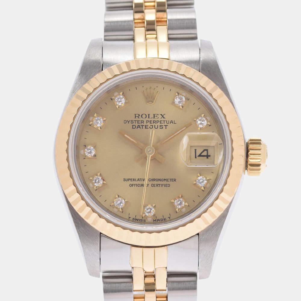 Rolex Champagne Diamond 18K Yellow Gold And Stainless Steel Datejust 69173G Automatic Women's Wristwatch 26 mm商品第1张图片规格展示