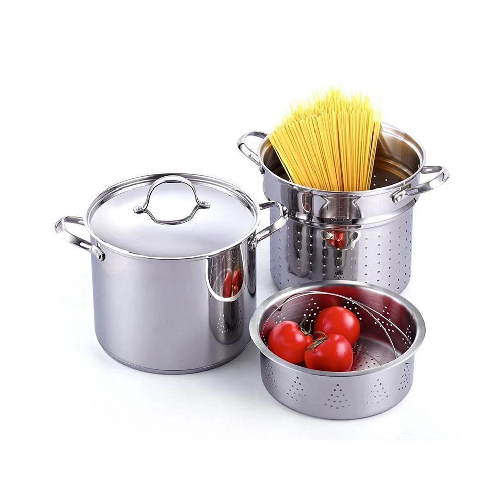 商品Cooks Standard|Classic 4-Piece 12 Quart Pasta Pot Cooker Steamer Multipots, Stainless Steel,价格¥668,第1张图片