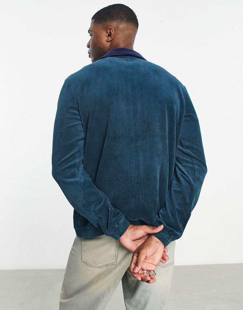 Fila cord zip through sweatshirt with logo in green & navy商品第2张图片规格展示
