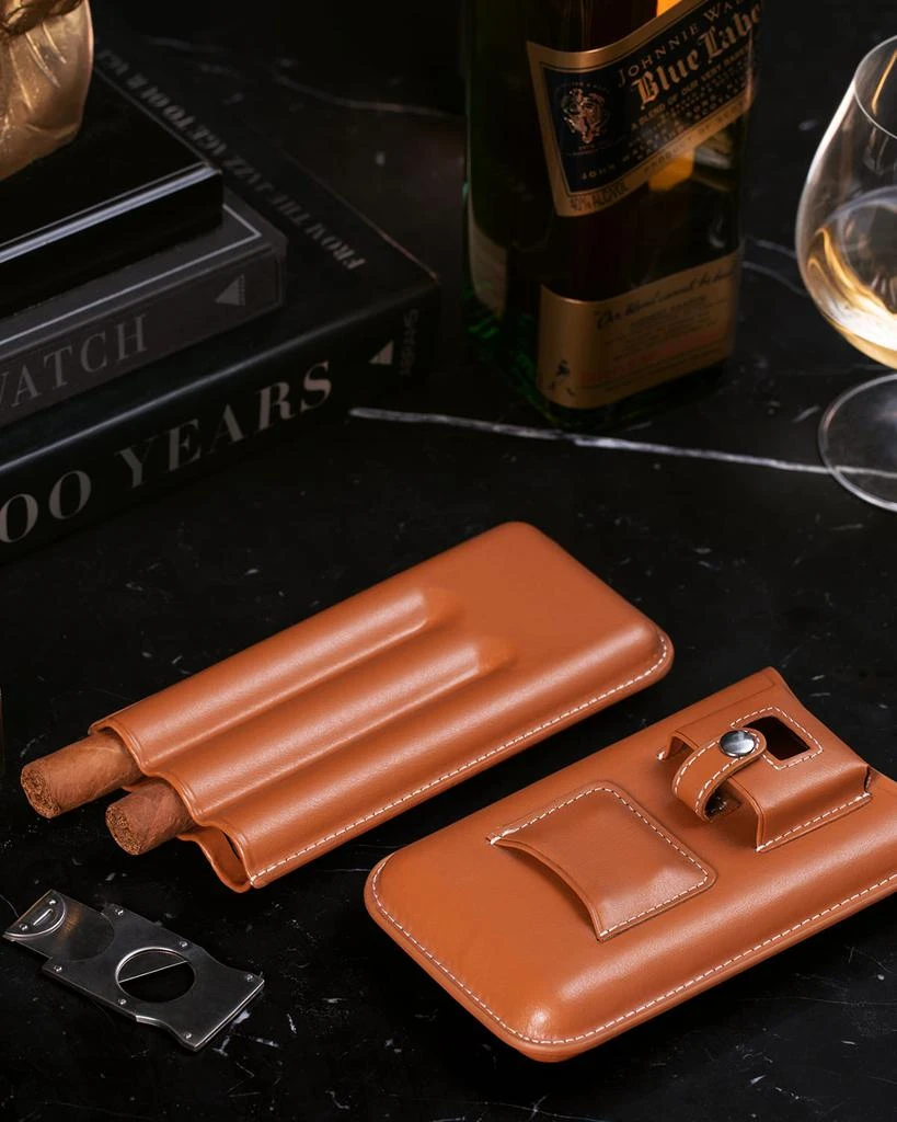 商品Bey-Berk|Cigar Accessory Set with Leather Case,价格¥910,第2张图片详细描述