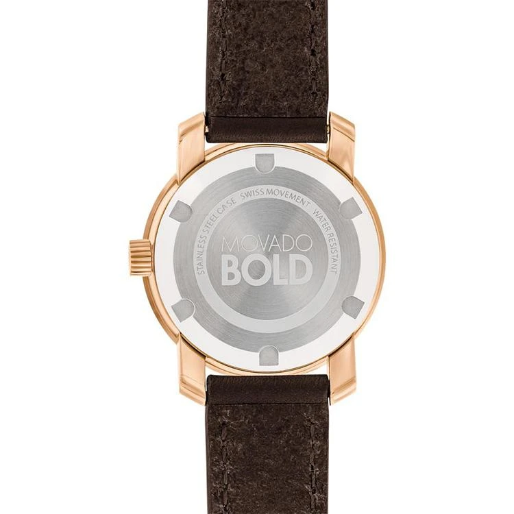 商品Movado|女士波特巧克力棕色皮革腕带手表h 30mm,价格¥3461,第3张图片详细描述