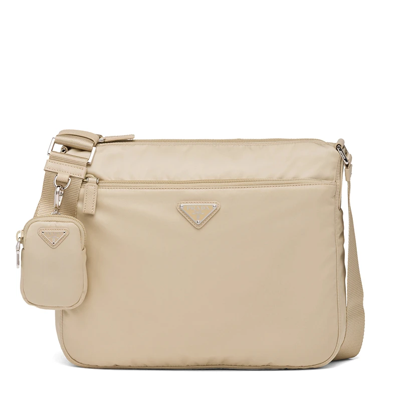 商品Prada|PRADA/普拉达 经典款 女士沙漠米色再生尼龙银扣配可拆卸小袋织物肩带单肩斜挎包1BC421_RV44_F0F24_V_D1M,价格¥10860,第1张图片