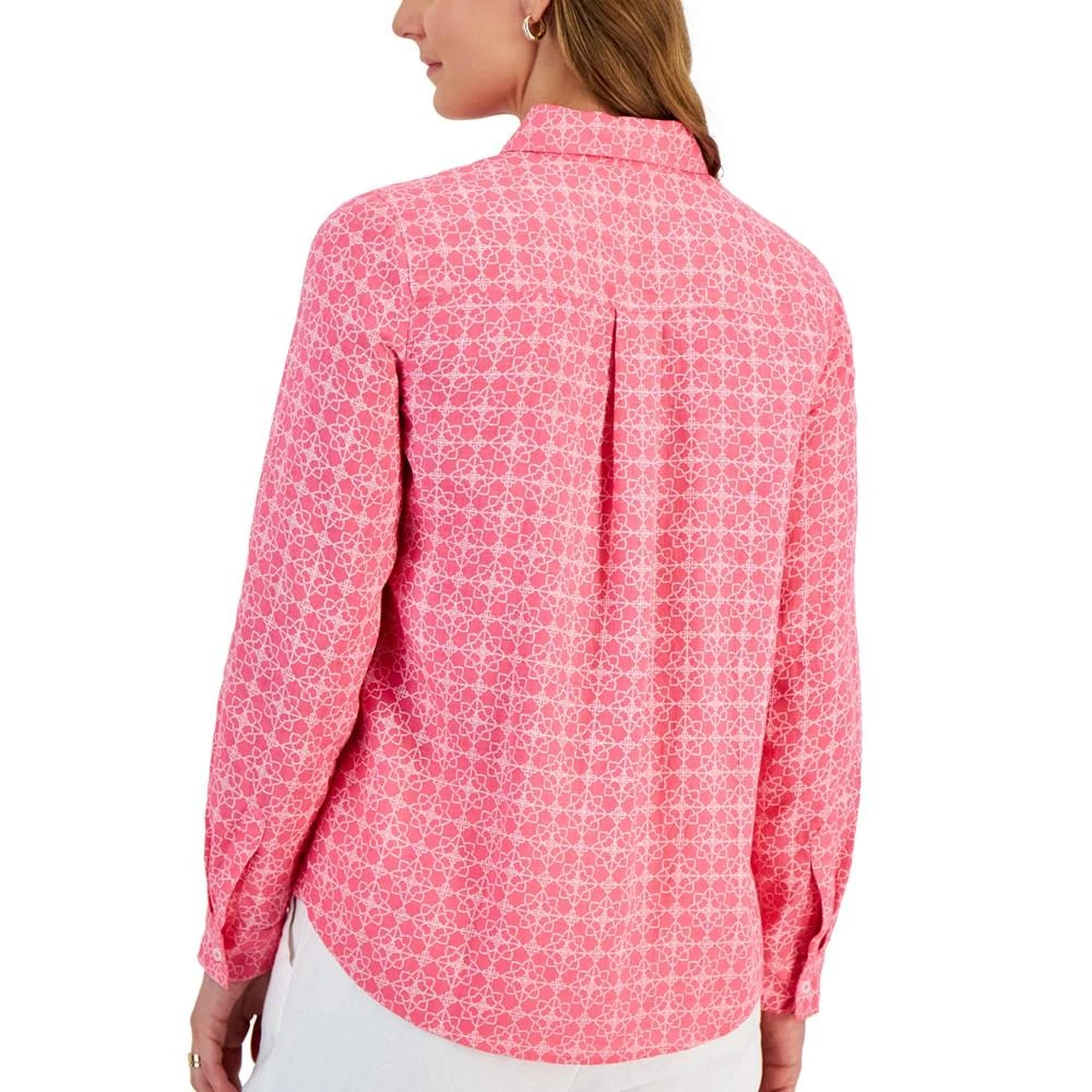 商品Charter Club|Women's 100% Linen Geo-Print Roll-Tab Shirt, Created for Macy's,价格¥262,第2张图片详细描述