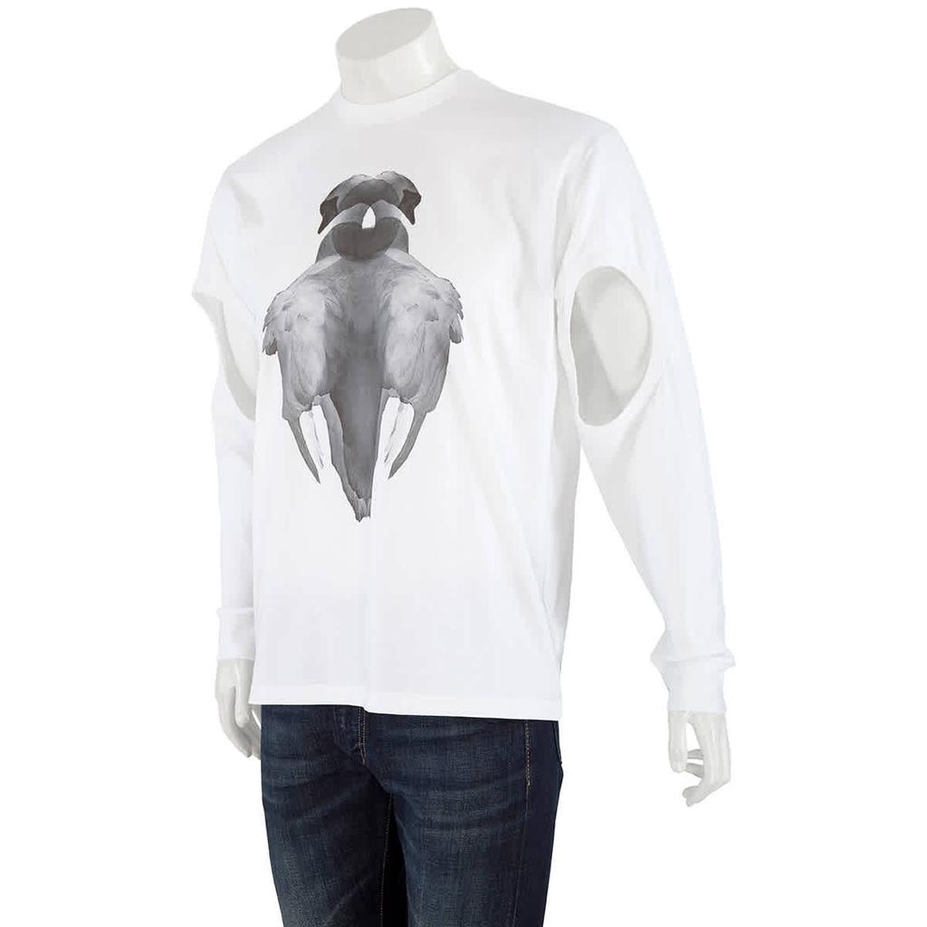 Burberry Mens Optic White Swan Print Cut-out T-shirt, Size Small商品第2张图片规格展示