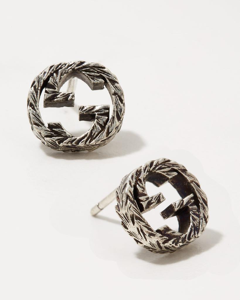 商品Gucci|Interlocking G 10mm Stud Earrings in Aged Silver,价格¥1980,第1张图片