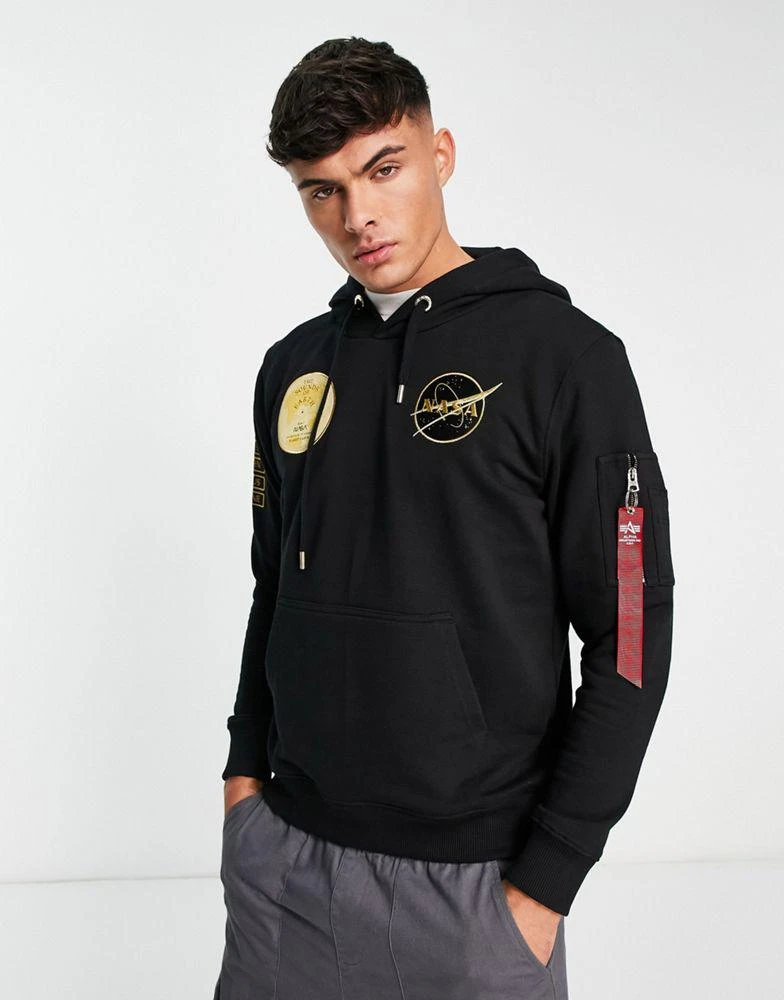 商品Alpha Industries|Alpha Industries NASA Voyager badge hoodie in black,价格¥516,第1张图片