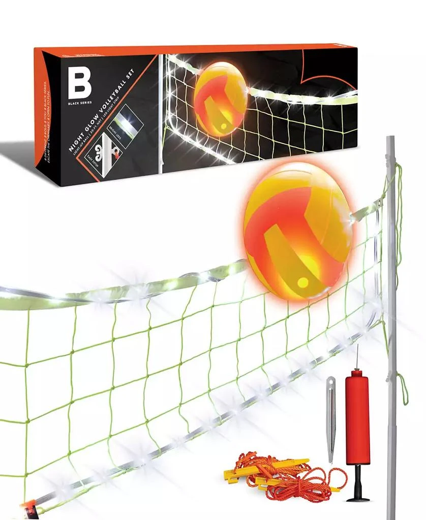 商品Black Series|Night Glow Volleyball Set, LED Light-Up Ball and Stand Up Net,价格¥479,第1张图片