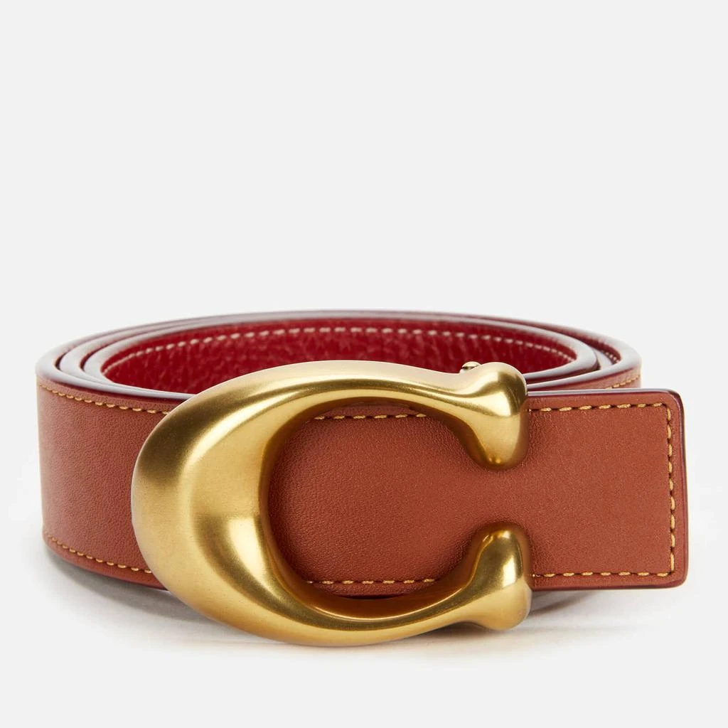 商品Coach|Coach Women's 32mm C Reversible Belt - Tan/Red 1941 Saddle,价格¥1217,第1张图片