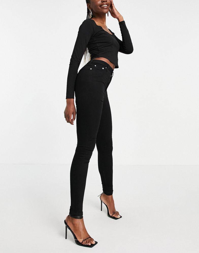 ASOS DESIGN Tall high rise 'lift and contour' skinny jeans in black商品第4张图片规格展示