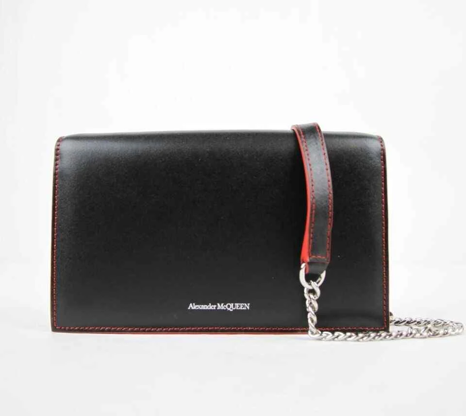 商品Alexander McQueen|Alexander McQueen Women's  Leather  Trim Chain Bag w/Gem Pin,价格¥5092,第3张图片详细描述