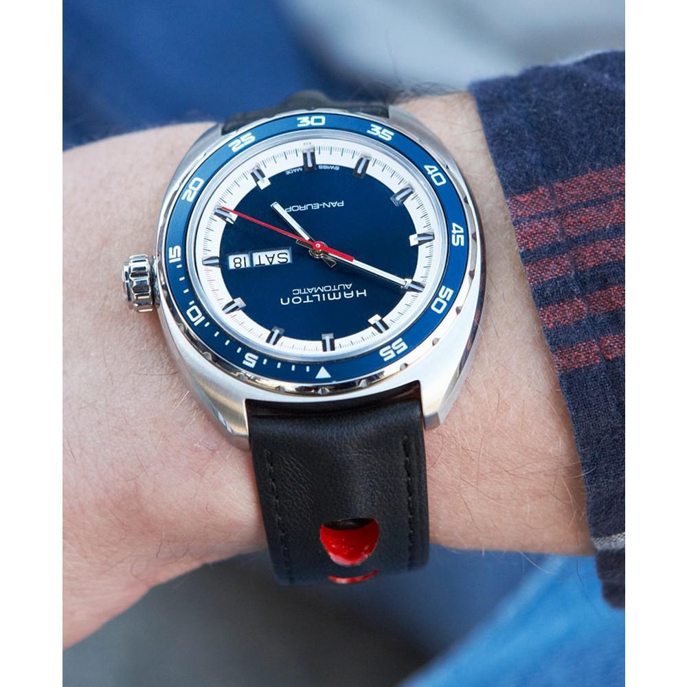 商品Hamilton|Men's Swiss Automatic Pan Europ Interchangeable Fabric and Leather Strap Watch Set 42mm H35405741,价格¥8813,第7张图片详细描述