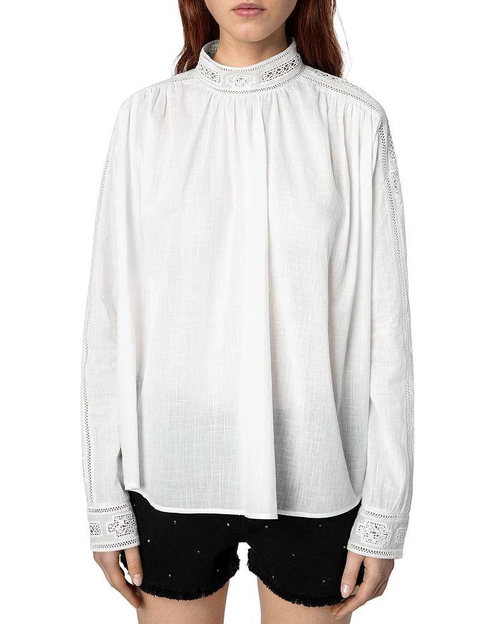 商品Zadig&Voltaire|Teddy Eyelet Trim Blouse,价格¥1495,第1张图片