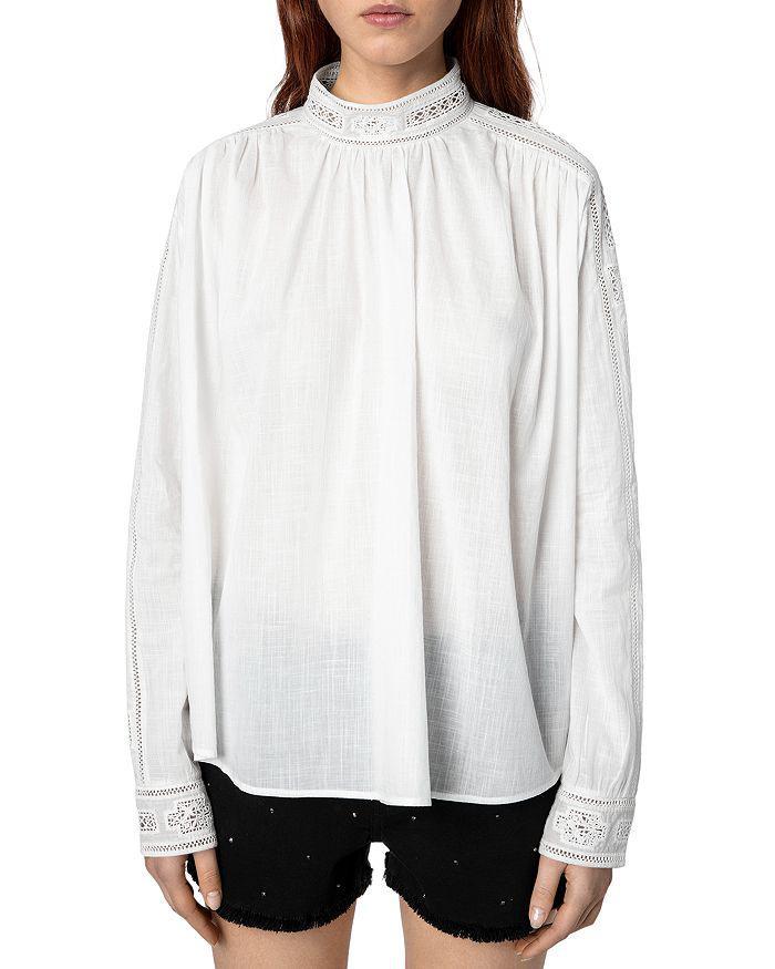 商品Zadig&Voltaire|Teddy Eyelet Trim Blouse,价格¥1318,第3张图片详细描述