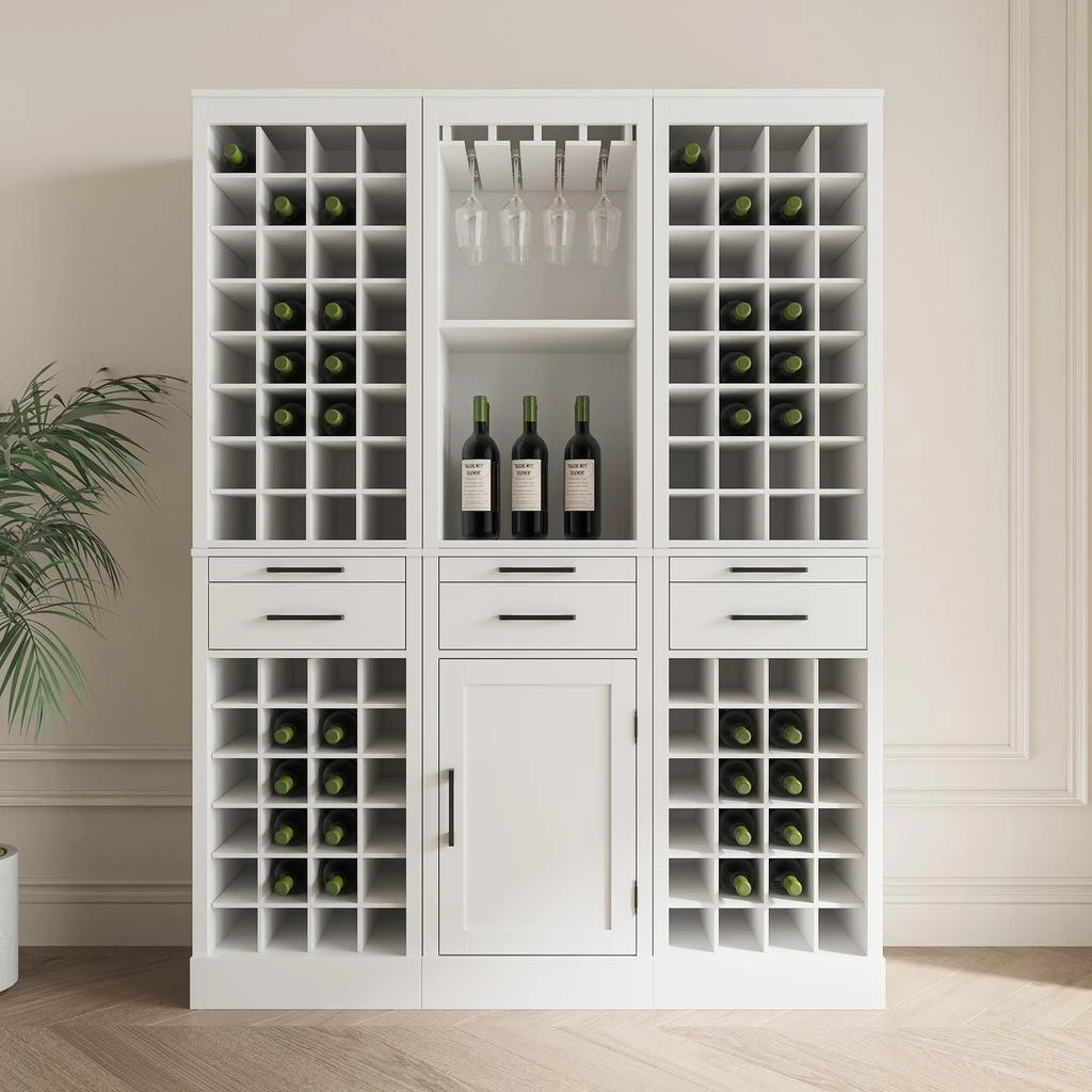 商品Simplie Fun|Brown walnut color modular wine bar Cabinet,价格¥1628,第3张图片详细描述