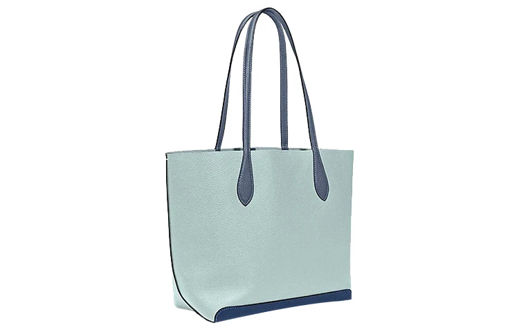 商品[国内直发] Coach|蔻驰 Kia 31撞色 牛皮革 托特包Tote包购物袋手提单肩包 大号 女款 湖水蓝色拼多色,价格¥1841,第3张图片详细描述