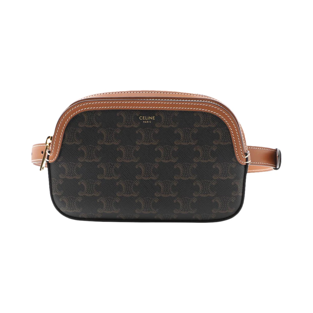 商品[国内直发] Celine|CELINE/赛琳 2020早春新款 Triomphe系列 棕色皮革拼接老花帆布复古腰包 192672-BZJ-04LU,价格¥11434,第1张图片