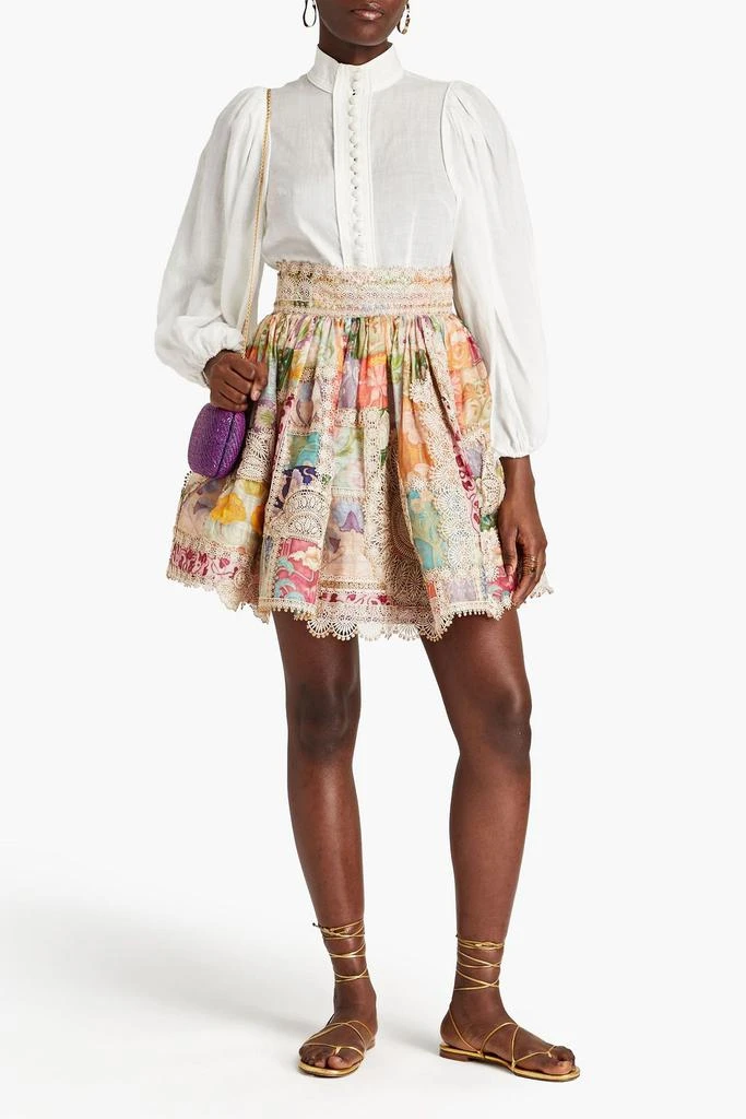 商品Zimmermann|Gathered printed linen and silk-blend gauze mini skirt,价格¥3649,第2张图片详细描述