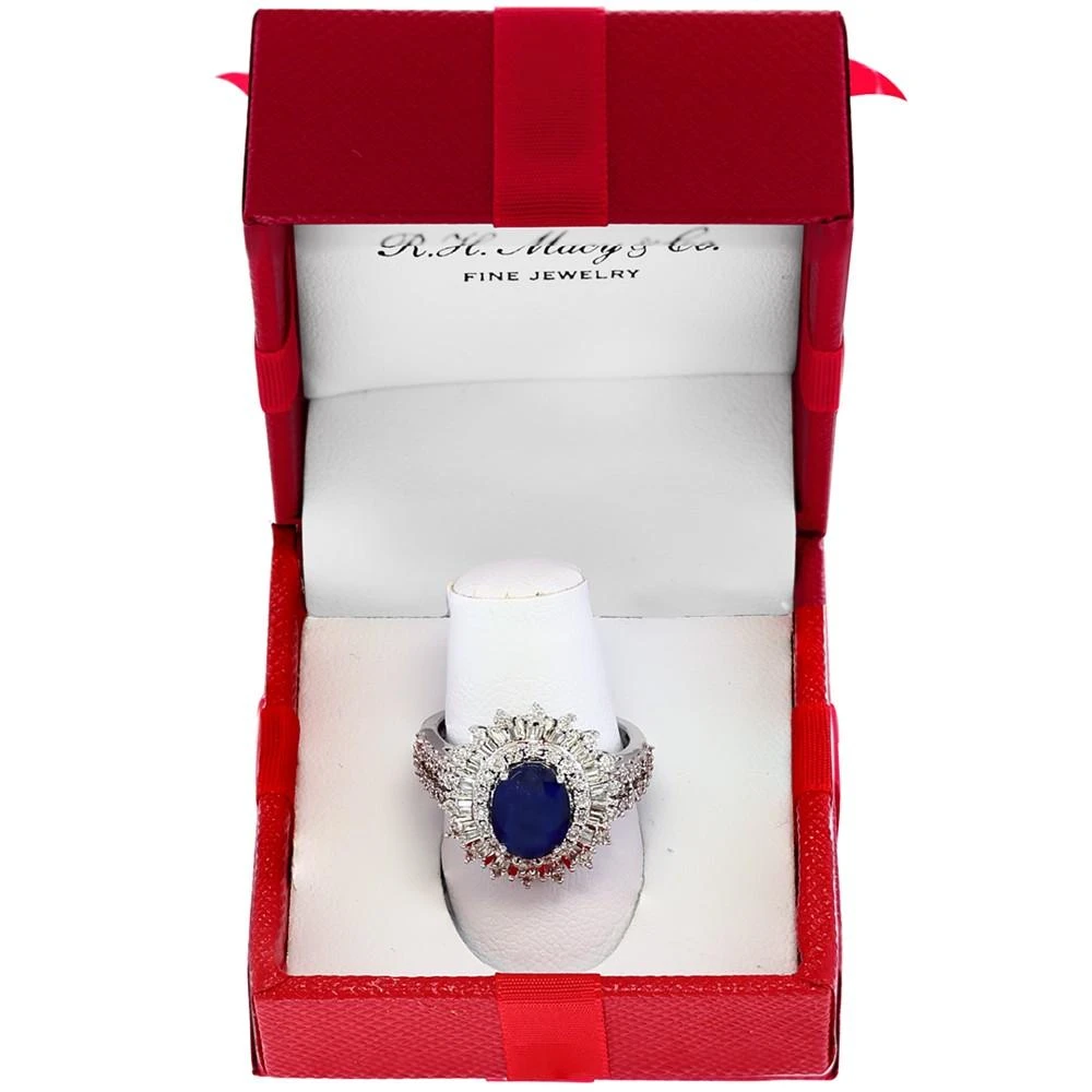 商品Effy|EFFY® Sapphire (1-7/8 ct. t.w.) & Diamond (1/4 ct. t.w.) Halo Statement Ring in 14k White Gold (Also in Ruby and Emerald),价格¥7487,第1张图片