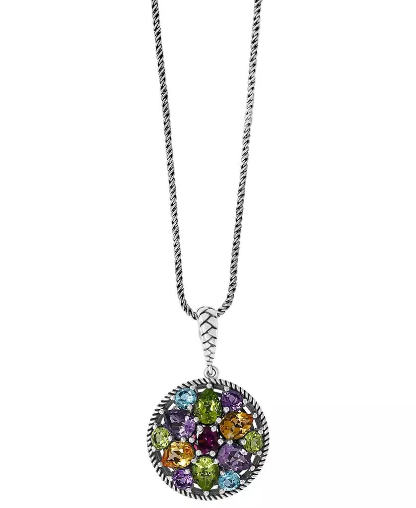 商品Effy|EFFY® Multi-Gemstone Disc 18" Pendant Necklace (7-1/3 ct. t.w.) in Sterling Silver,价格¥1786,第2张图片详细描述