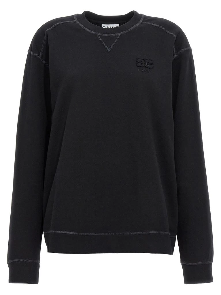 商品Ganni|Logo Embroidered Sweatshirt Black,价格¥717,第1张图片
