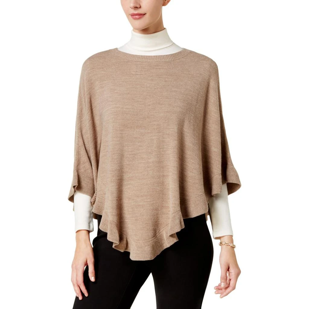 商品Karen Scott|Karen Scott Womens Ruffled Poncho Sleeves Poncho Sweater,价格¥161,第1张图片