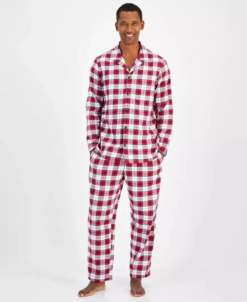 商品Club Room|Men's 2-Pc. Sato Plaid Flannel Pajama Set, Created for Macy's,价格¥180,第1张图片