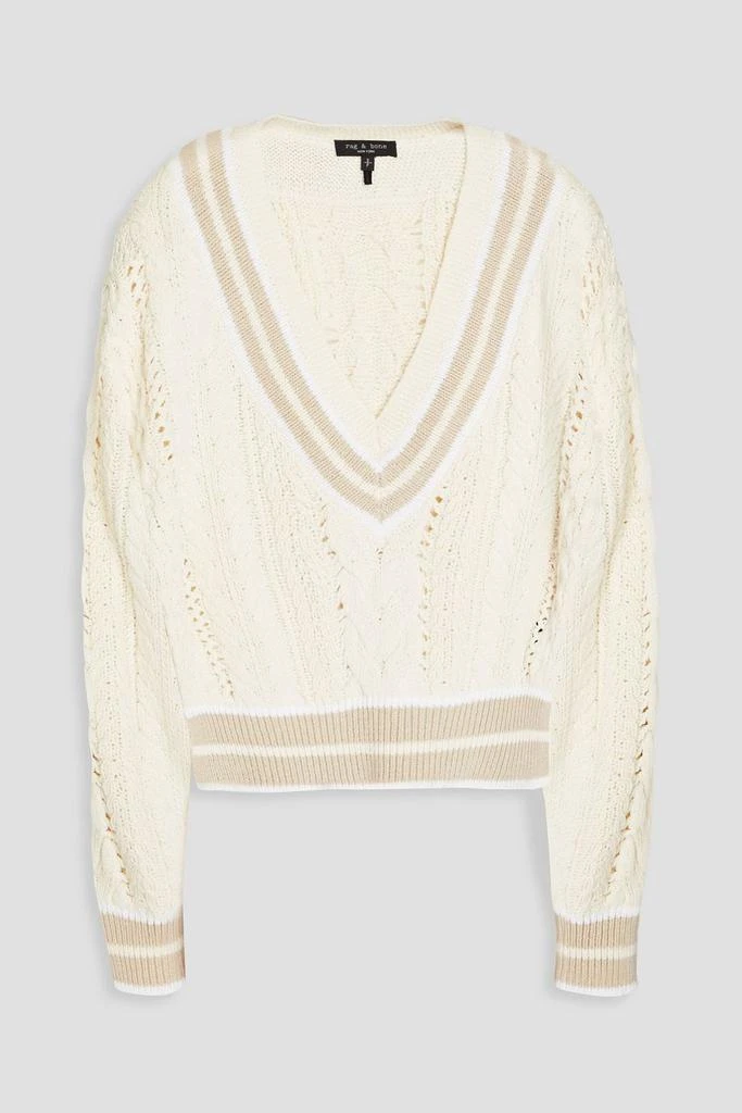 商品Rag & Bone|Brandi striped cable-knit cotton-blend sweater,价格¥557,第1张图片