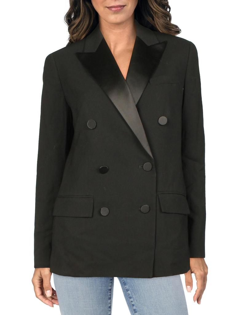 Womens Wool Formal Midi Tuxedo Jacket商品第1张图片规格展示
