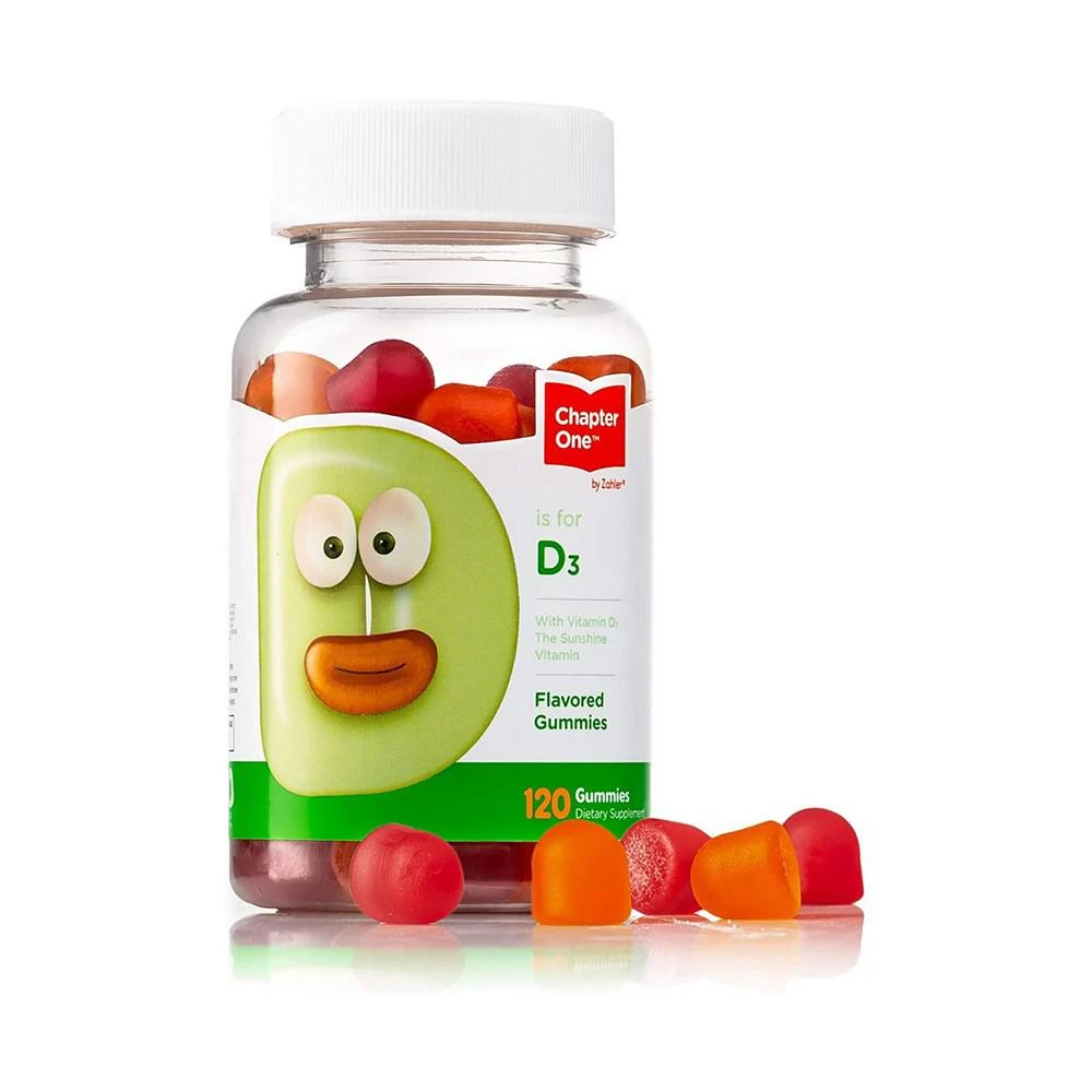 商品Zahler|Chapter One Vitamin D3 Great Tasting Chewable Vitamin D3 for Kids, Vitamin D3 1000IU, Certified Kosher - 120 Flavored Gummies,价格¥195,第1张图片