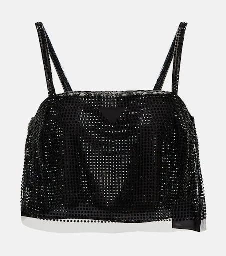 商品Prada|Crystal-embellished tulle crop top,价格¥16210,第1张图片