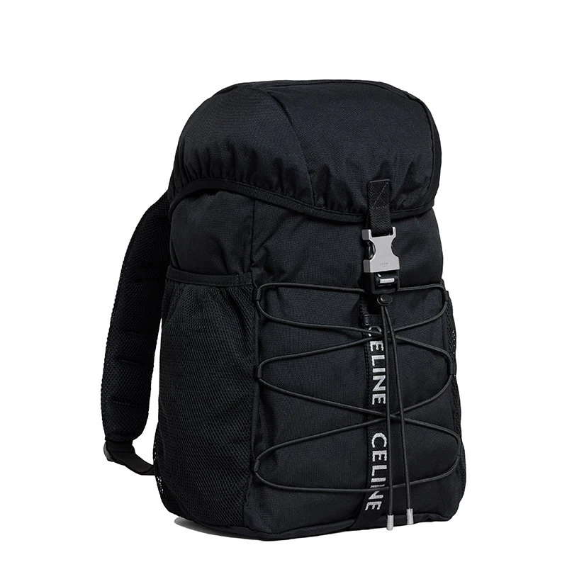 商品Celine|【预售3-7天】CELINE/赛琳 TREKKING系列 男士中号黑色尼龙翻盖开合徒步包双肩包198462DXE.38SI,价格¥11996,第4张图片详细描述