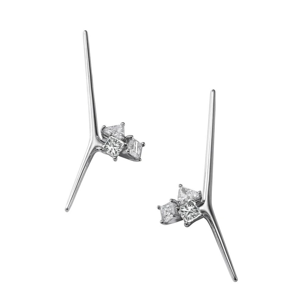 商品AME|Âme Trio 18K White Gold, Lab-Grown Diamond 1.50ct. tw. Medium Bar Earrings,价格¥32956,第4张图片详细描述