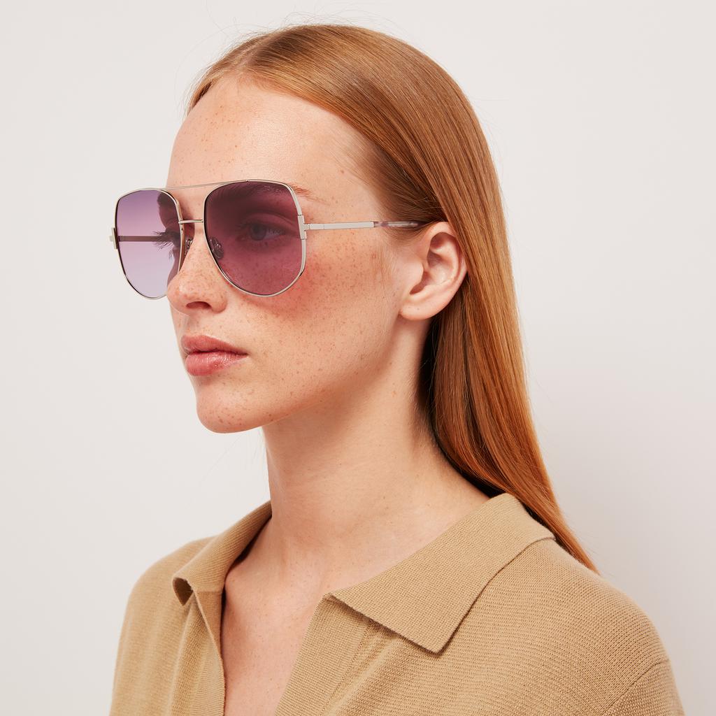Tom Ford Women's Lennox Pilot Style Sunglasses - Palladium/Violet商品第2张图片规格展示