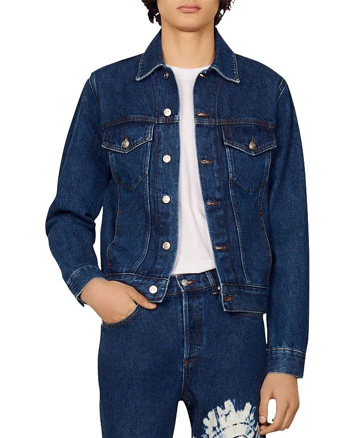 商品Sandro|Tie Dyed Back Denim Trucker Jacket,价格¥1373,第1张图片