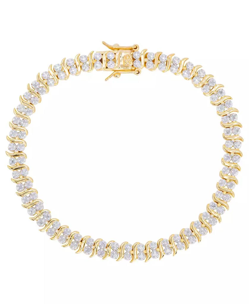 商品Macy's|Diamond Accent S Link Bracelet in Fine Gold Plate or Fine Silver Plate,价格¥188,第1张图片