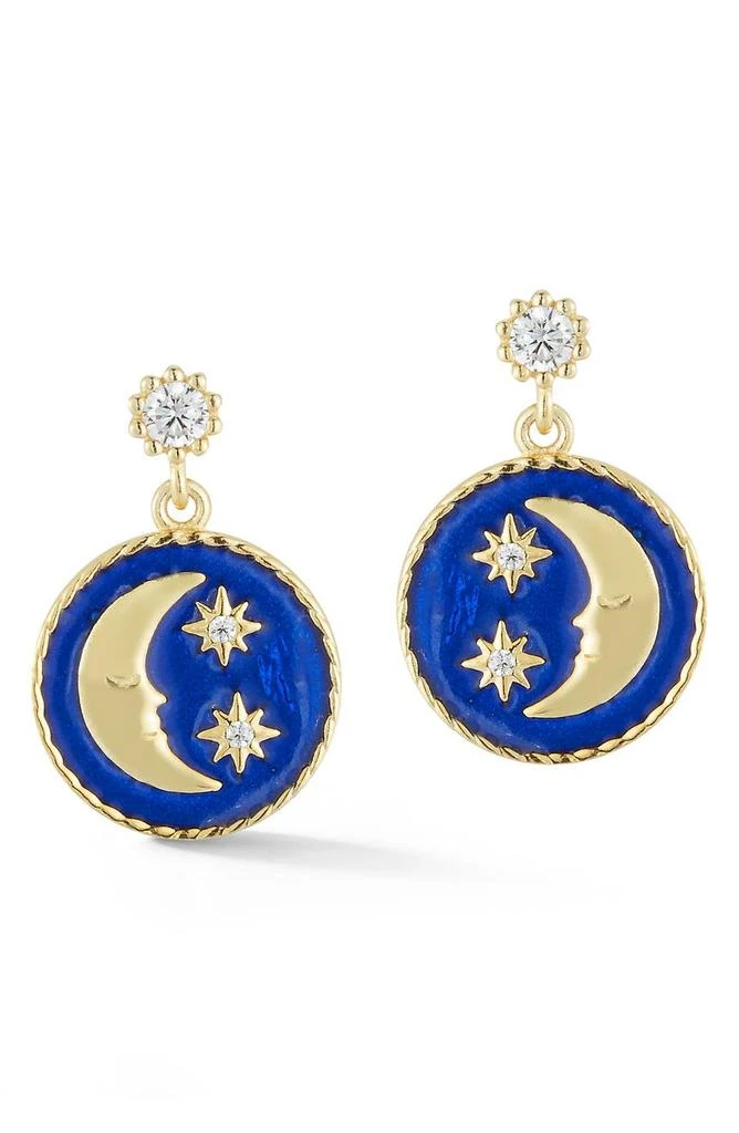 商品Sphera Milano|14K Yellow Gold Vermeil CZ Moon & Stars Drop Earrings,价格¥277,第1张图片