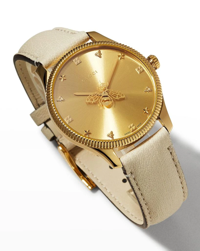 商品Gucci|36mm Golden Case Leather Strap Watch,价格¥11569,第3张图片详细描述