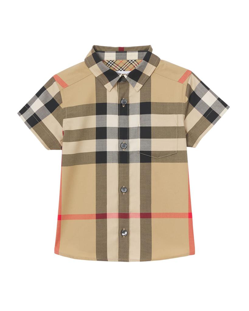 Boy's Owen Vintage Check Short-Sleeve Shirt, Size 6M-2商品第1张图片规格展示